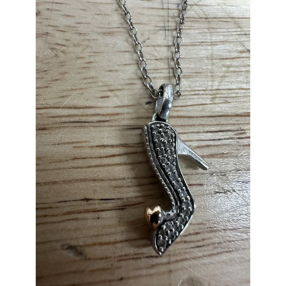 Enchanted Disney Necklace 1/10 Diamond slipper pendant, 10K Rose gold -read